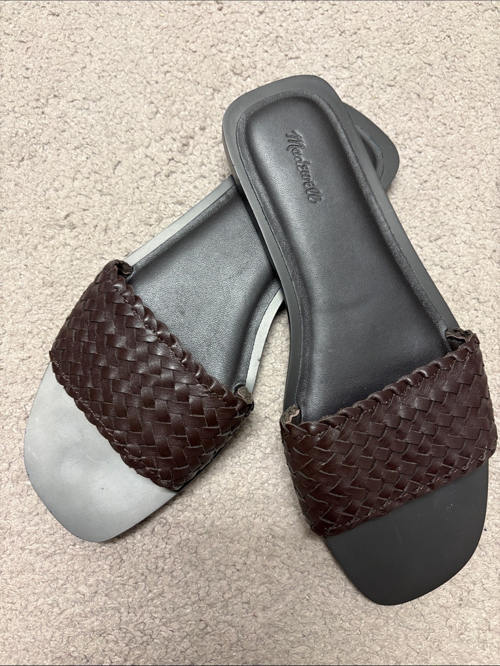 NEW Madewell Caro Leather Slide Sandals - Dark Brown - Picture 2 of 4